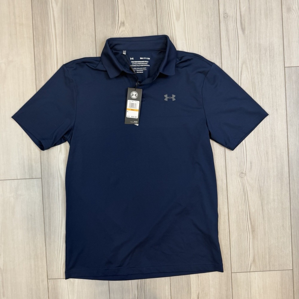 NWT Under Armour 1342080 Men's UA Performance Polo Shirt Academy Navy Blue Small